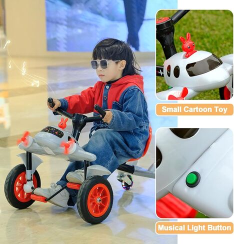 Ride on Drift Car for Kids 3+, Children Pedal Airplane Car with Music & Flashing Wheels, 2-Position Adjustable Seat Front to Back, Drifting Go Kart for Boys and Girls,Red in Saudi Arabia