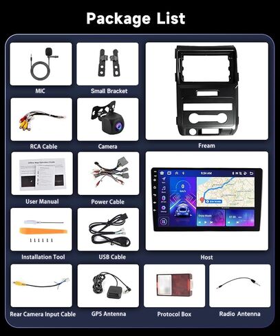 8 Core 2G+64G Android Car Stereo for Ford F150 2009-2012 with Wireless CarPlay Android Auto Mirrorlink, Podofo 9" Touch Screen Bluetooth Radio with GPS FM/RDS WiFi DSP Backup Camera in Saudi Arabia