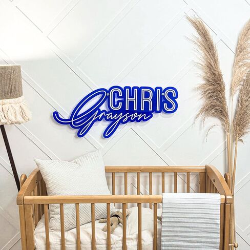 Custom Baby Boy Name Sign, Personalized Nursery Room Decor, Baby Shower Party Backdrop Sign, Baby Boy Wall Art, Birthday Gift, Crib Above Name Sign, Newborn Gift for Him, in Saudi Arabia
