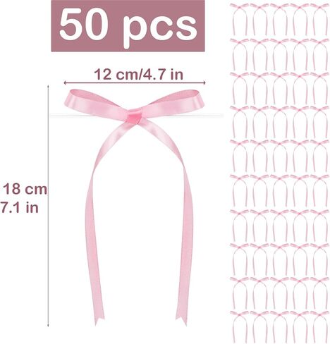 50pcs Black Satin Ribbon Bows Twist Tie Bows for Cake Balloons Crafts Glass Gift Wrapping Coquette Birthday Graduation Wedding (Black) in Kuwait