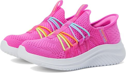 Skechers Girls Ultra Flex 3.0-Bungee Fun Sneaker, Aqua/Multi, 2 Little Kid in Saudi Arabia