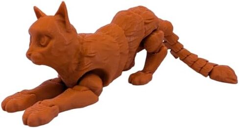3D Printed Cat - Articulated Multicolor Fidget Kitty Toy (White Multicolor, Small) in Saudi Arabia