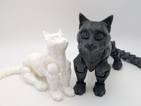 3D Printed Cat - Articulated Multicolor Fidget Kitty Toy (White Multicolor, Small) in Saudi Arabia