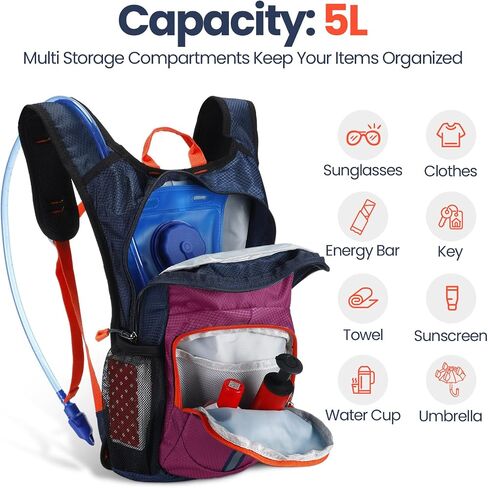 Shinylin Kids Hydration Backpack with 1.5L Water Bladder Hiking Backpack Lightweight for Boys or Girls Children Biking Climbing Running Cycling in Kuwait