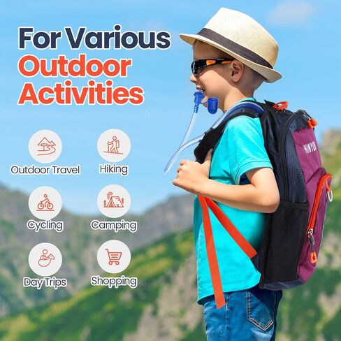 Shinylin Kids Hydration Backpack with 1.5L Water Bladder Hiking Backpack Lightweight for Boys or Girls Children Biking Climbing Running Cycling in Kuwait