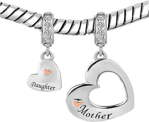 Women Girls Mother Son Love Heart Pendant Dangle Charms Compatible with Pandora Bracelets in Saudi Arabia
