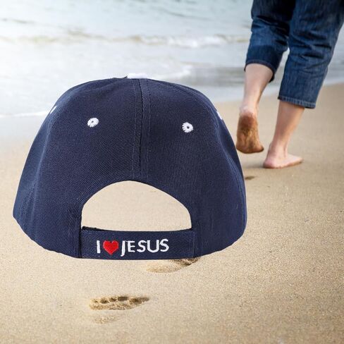 Walk with Jesus Black Canvas Cap with Embroidery | One Size Fits All | Hook & Loop Closure | 100% Polyester | Adjustable Band in Back | 6 Panel hat w/ 6 Eyelets in Kuwait