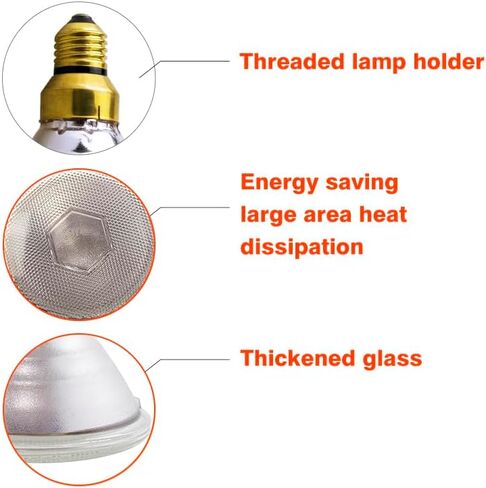 Heat Lamp PAR38 2 Pack Red Infrared Heavy Glass Lamp Bulb for Food Service,Brooder Bulb,Chicks,Pet, Bathroom,Light Therapy,Reptiles and Amphibian (Red, 150 Watts) in Saudi Arabia