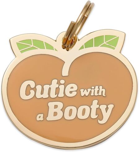 Personalized 'Cutie with a Booty' Pet ID Tag - Custom Engraved Dog Tags for Pets - Fun Brass, Gold Plating in Saudi Arabia