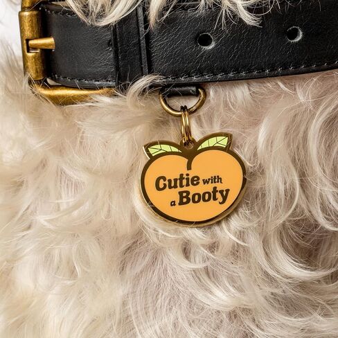 Personalized 'Cutie with a Booty' Pet ID Tag - Custom Engraved Dog Tags for Pets - Fun Brass, Gold Plating in Saudi Arabia