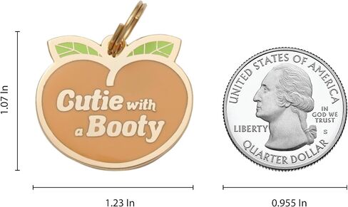Personalized 'Cutie with a Booty' Pet ID Tag - Custom Engraved Dog Tags for Pets - Fun Brass, Gold Plating in Saudi Arabia