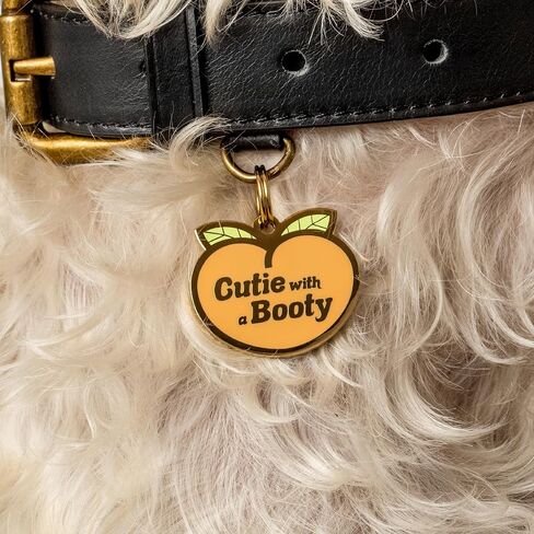 Personalized 'Cutie with a Booty' Pet ID Tag - Custom Engraved Dog Tags for Pets - Fun Brass, Gold Plating in Saudi Arabia