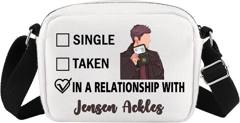 G2TUP Jensen A Inspired Gift Mentally Dating Jensen A Makeup Bag Dean Winchester Fan Cosmetic Bag Jensen A Merch (Jensen A White Bag) in Kuwait