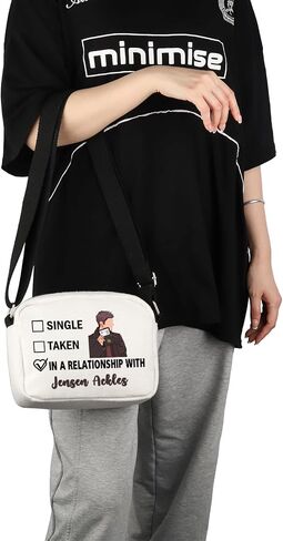 G2TUP Jensen A Inspired Gift Mentally Dating Jensen A Makeup Bag Dean Winchester Fan Cosmetic Bag Jensen A Merch (Jensen A White Bag) in Kuwait
