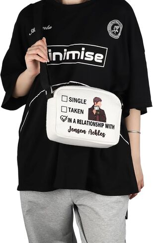 G2TUP Jensen A Inspired Gift Mentally Dating Jensen A Makeup Bag Dean Winchester Fan Cosmetic Bag Jensen A Merch (Jensen A White Bag) in Kuwait