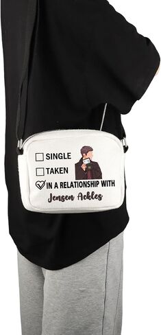 G2TUP Jensen A Inspired Gift Mentally Dating Jensen A Makeup Bag Dean Winchester Fan Cosmetic Bag Jensen A Merch (Jensen A White Bag) in Kuwait