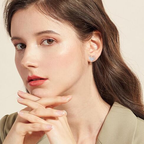 Cat Earrings Studs for Women, Pink Birthstone Earring Gift for Girls, S925 Sterling Silver Sensitive Earrings for Women Hypoallergenic Studs in Kuwait