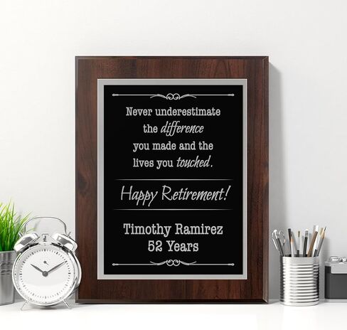 Personalized 8 x 10" Retirement Plaque - Never Underestimate the Difference you Made and The Lives yuo Touched. Happy Retirement - Include Name and Date or Company info. (Stainless Steel) in Saudi Arabia