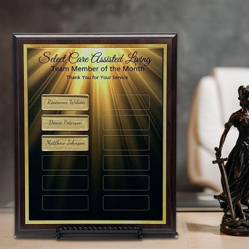DIY Perpetual Plaque Award Kit | No Engraving Costs | Employee Recognition | Employee of The Month | Employee of The Year | Best of The Best | Achievement Awards (12 Plate, Bold Gold) in Saudi Arabia