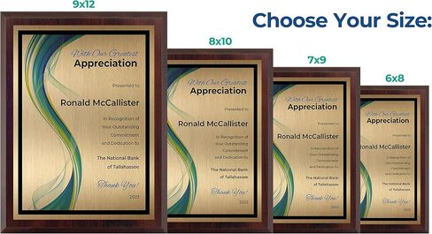 Appreciation Plaque Personalized - Employee Recognition Award - Customized with Modern Design - Select Your Size - Customize Now (8x10) Gold in Saudi Arabia