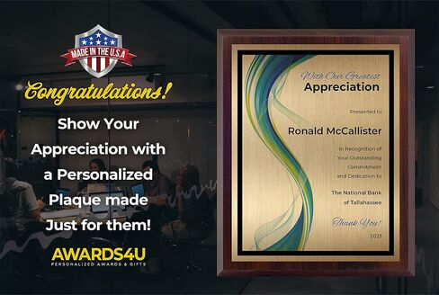 Appreciation Plaque Personalized - Employee Recognition Award - Customized with Modern Design - Select Your Size - Customize Now (8x10) Gold in Saudi Arabia