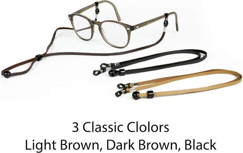 Eyeglass Retainer Glasses Strap Holder - Anti-Slip Adjustable Length - Premium PU Leather - Unisex Eyewear Retainer - Universal Fit for Glasses and Sunglasses [3 Pack Bonus Cleaning Cloth] in Saudi Arabia