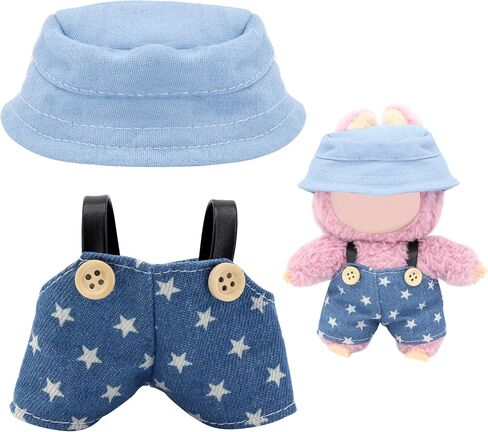 15cm-17cm Dolls Clothes with Adjustable Straps & Cute Hat for Girls, Summer Overalls Outfits Clothing Set for 17 CM Doll, Cute Fashion Ropa De for Have a Seat Doll Daily Wear-Blue in Kuwait
