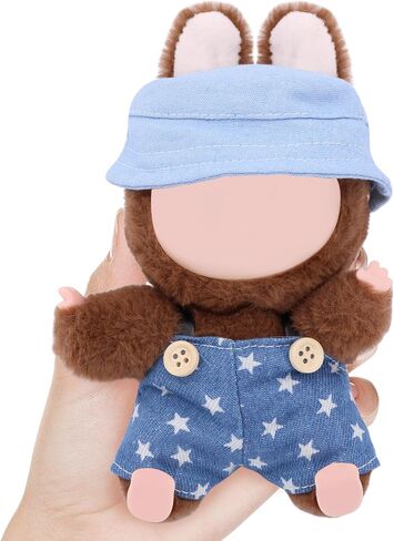 15cm-17cm Dolls Clothes with Adjustable Straps & Cute Hat for Girls, Summer Overalls Outfits Clothing Set for 17 CM Doll, Cute Fashion Ropa De for Have a Seat Doll Daily Wear-Blue in Kuwait