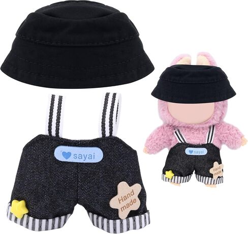 15cm-17cm Dolls Clothes with Adjustable Straps & Cute Hat for Girls, Summer Overalls Outfits Clothing Set for 17 CM Doll, Cute Fashion Ropa De for Have a Seat Doll Daily Wear-Blue in Kuwait
