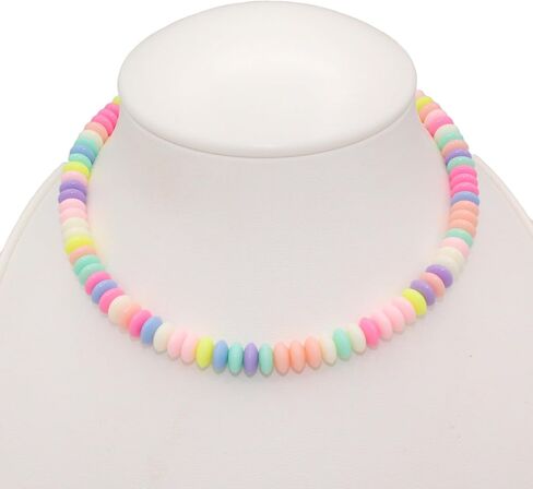 Fatally Feminine Pastel Beaded Faux Candy Necklace - Adustable (15, Pastel Rainbow) in Saudi Arabia
