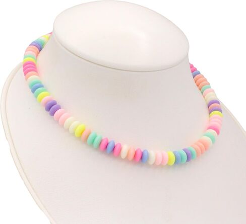Fatally Feminine Pastel Beaded Faux Candy Necklace - Adustable (15, Pastel Rainbow) in Saudi Arabia