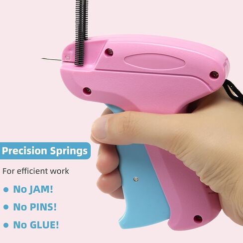 Stitch Gun for Clothes - Includes 6 Fine Needles, 1000 White & 1000 Black Fasteners, Handheld Stitch Gun - Quick Clothing Fixer, Tag Gun for Clothes (Pink Red) in Saudi Arabia