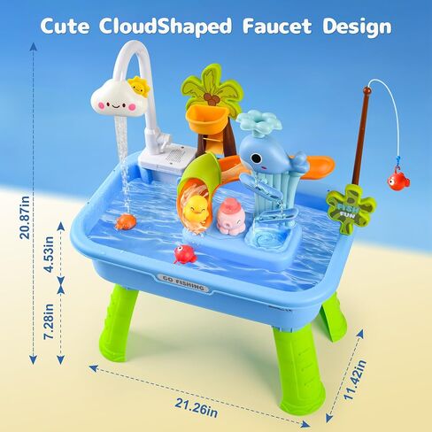 2026 Upgraded Toddler Sand Water Table Toy with Electric Water Pump, Kids Sand Water with Faucet/Play Food Accessories/Fishing Toy, Kitchen Play Sink Toys for Girl Boy Age 3+ (Pink) in Saudi Arabia