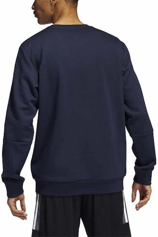 adidas Men's Long Sleeve 3 Stripe Fleece Crew Sweatshirt Pullover (X-Large, Orbit Green/Black) in Saudi Arabia