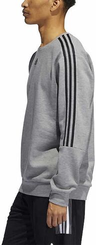 adidas Men's Long Sleeve 3 Stripe Fleece Crew Sweatshirt Pullover (X-Large, Orbit Green/Black) in Saudi Arabia