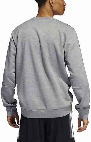 adidas Men's Long Sleeve 3 Stripe Fleece Crew Sweatshirt Pullover (X-Large, Orbit Green/Black) in Saudi Arabia
