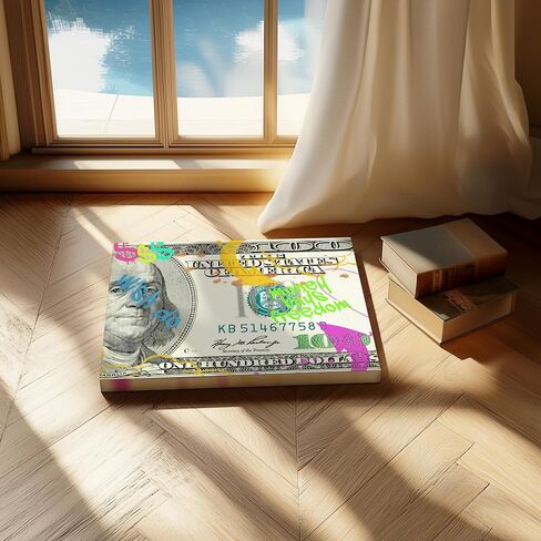 Monem Art Money Buys Freedom Canvas - Hundred Dollar Print - Modern Graffiti Art - Colorful Wall Design - Money & Freedom Art - Vibrant Living Room or Dorm Decor - Available in 8x10" to 30x40" in Kuwait