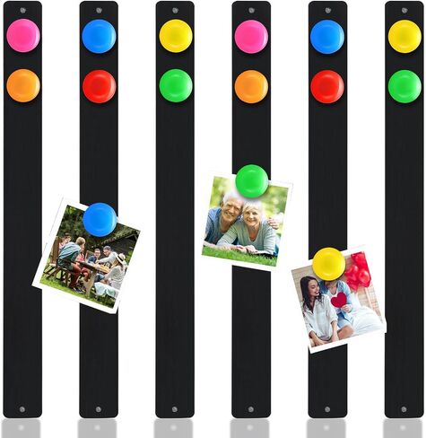 18 Pcs Magnet Bulletin Board Strips 11.81 x 1.1 Inches Frameless Stainless Iron Board Strip with Colorful Magnet Self Adhesive Memo Strip for for Office Home Wall Photo (Black) in Kuwait