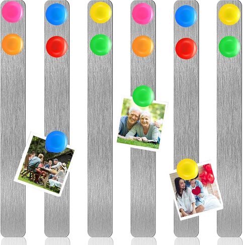 18 Pcs Magnet Bulletin Board Strips 11.81 x 1.1 Inches Frameless Stainless Iron Board Strip with Colorful Magnet Self Adhesive Memo Strip for for Office Home Wall Photo (Black) in Kuwait