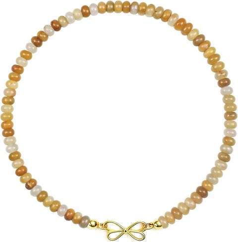Ruby Beaded Gemstone Choker Necklace for Women, 14K Gold Bowknot Birthstone Beads Necklace, Handmade Natural Beads Jewelry (Ruby) in Kuwait