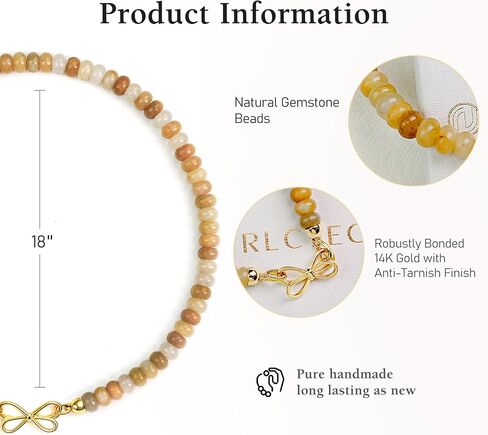 Ruby Beaded Gemstone Choker Necklace for Women, 14K Gold Bowknot Birthstone Beads Necklace, Handmade Natural Beads Jewelry (Ruby) in Kuwait