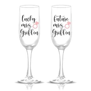 Future Mrs. & Lucky Mr. Glass Set (6 oz Champagne Flute)