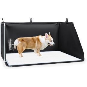 MABOZOO Dog Pee Pad Holder with High Walls, Foldable Dog Litter Box Pee Shields Indoor Dog Potty for Small and Medium Dogs, No Spill Pee Pad Holder Tray for Dogs Work (33.8*28*17.7in). Patent Pending