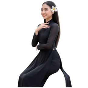 A1 Black Ao dai Vietnam Vietnamese Traditional Ao Dai For Women, Vietnamese Dress For Women, Ao Dai Dress For Women ao dai Tet Lunar New Year (XL)