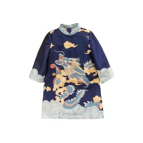 E36 Blue Red Kids Ao dai Vietnam Be Trai Boys Vietnamese Traditional Ao Dai For Women, Ao Dai For Women, Vietnamese Dress For Women, Ao Dai Dress For Women ao dai Tet Lunar New Year (2, Blue)