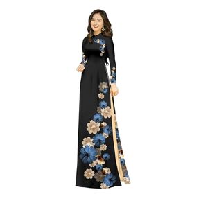 H15 The daisy flowers Ao dai Vietnam Vietnamese Traditional Ao Dai For Women, Vietnamese Dress For Women, Ao Dai Dress For Women ao dai Tet Lunar New Year (XL, Black)