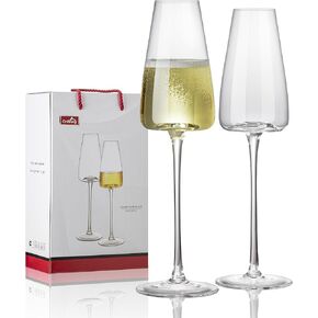 Champagne Flutes Glass Set of 4,Crystal Champagne Glasses 9OZ/ 270ML, Hand Blown Mimosa Glasses, Unique Champagne Gift for Wedding, Engagement Gift