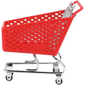 DOITOOL Mini Mart Shopping Cart - 5.5inch Height Shopping Wrought Iron Storage Basket - Supermarket Handcart Shopping Utility Cart for Craft Storage, Dollhouse Decoration