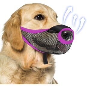 Dog Muzzle, Soft Air Mesh Muzzle for Small Medium Large Dogs Anti Biting Barking Chewing Scavenging, Breathable Adjustable Loop Pets Muzzle with Front Opening Design Allows Panting Drinking (Black,L)