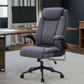 ralex-chair Big and Tall Fabric Office Chair -500 lb Heavy Duty Office Chair for Big Man, High Back Executive Office Desk Chair with 120° Tilt Rock,Executive Computer Desk Chair with Flip Up Arm